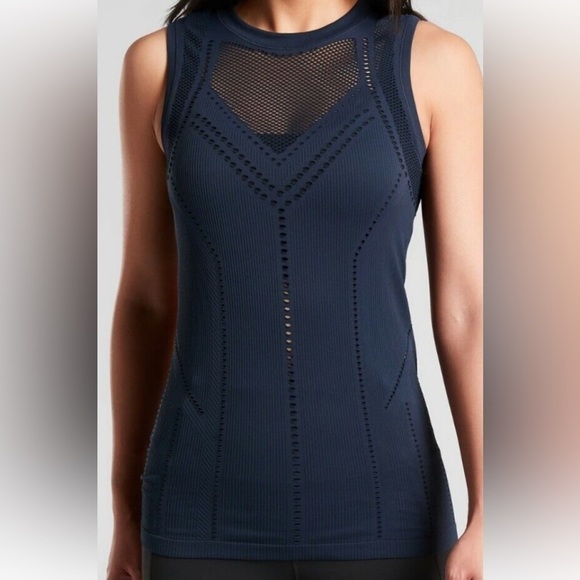 Athleta Oxygen Tank Stretch Women’s Breathable Mesh Odor Control Navy XS - Picture 1 of 5